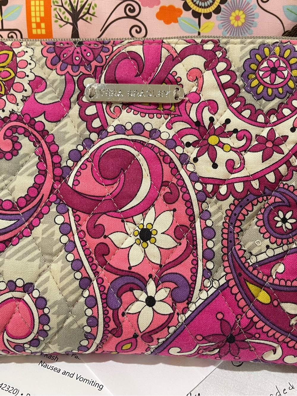 Vera Bradley Pink Paisley Quilted Wristlet